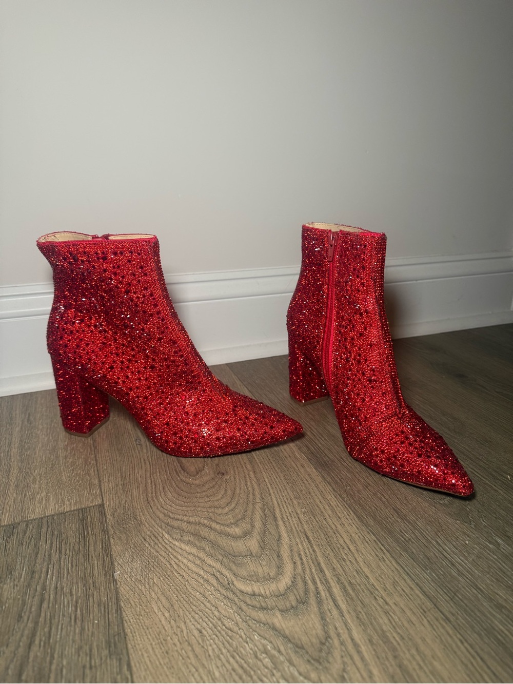 Cady Red Rhinestone Ankle Booties